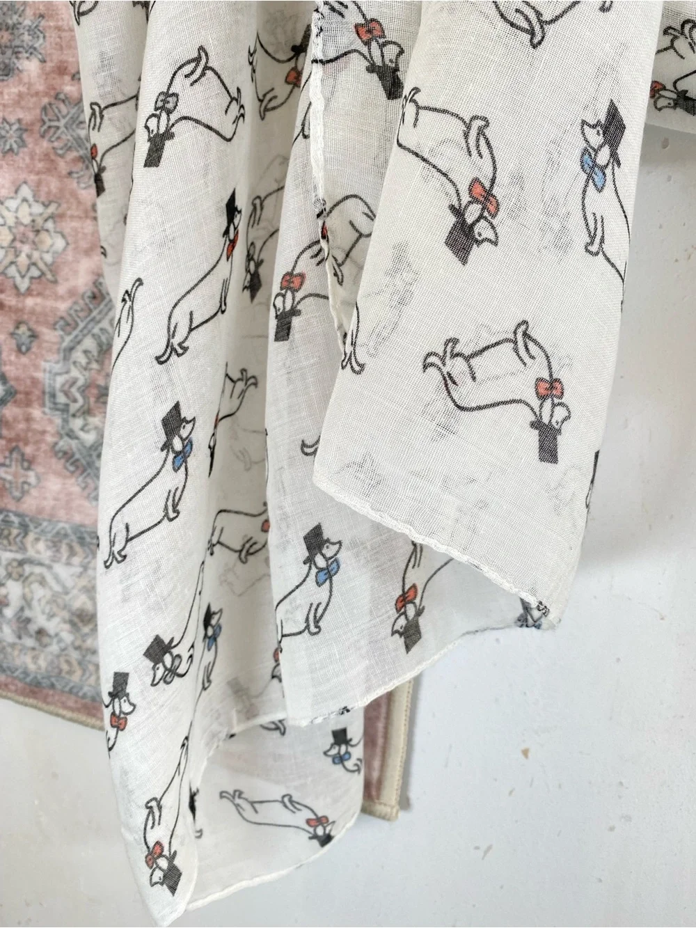 Daschund Novelty Print Gauze Large Scarf Travel Wrap